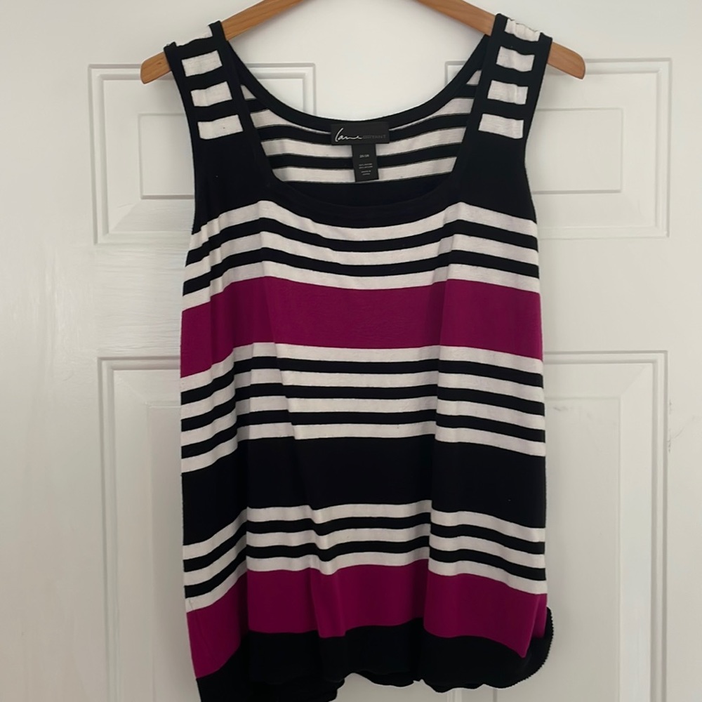 Lane Bryant Sweater Tank Top -Pink, Black and White stripes 26/28
